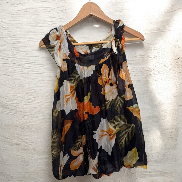 Tendenze Italy silk blend Sleeveless Top - boho coastal cowgirl tropical M - Picture 1 of 6